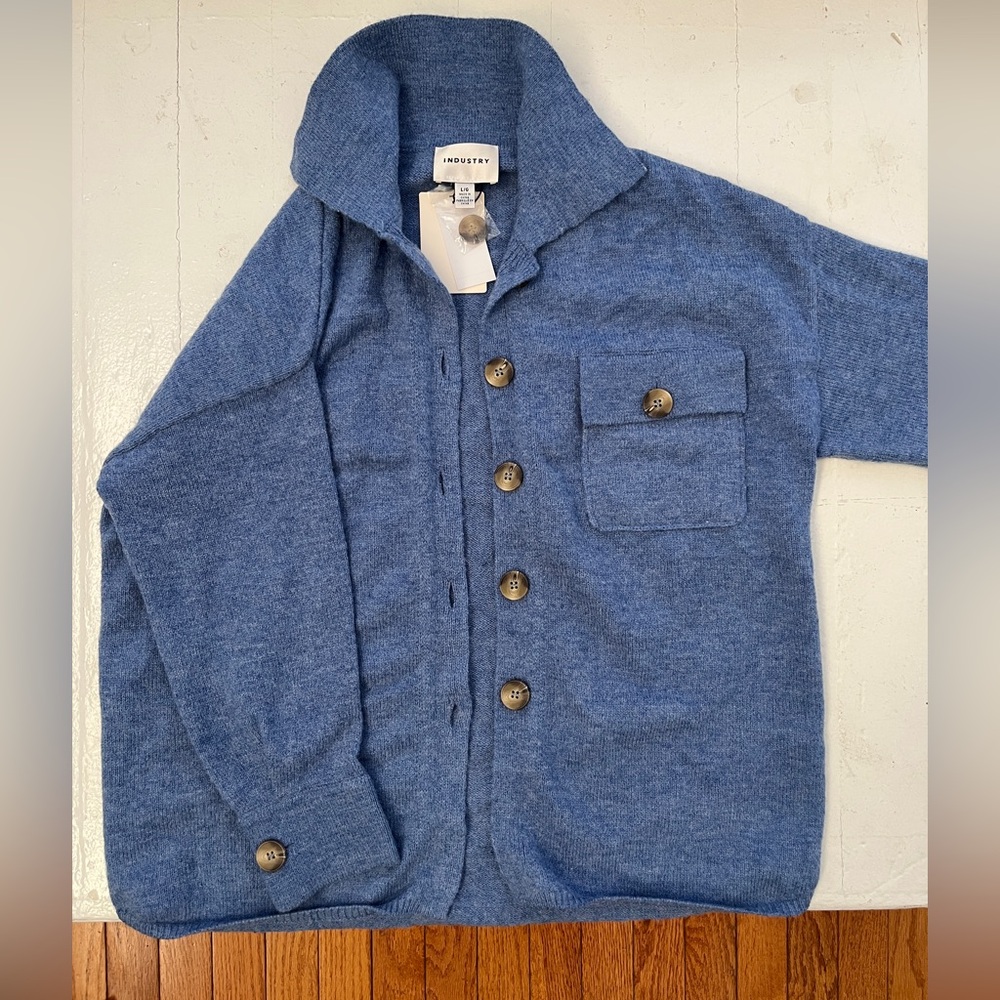 Blue Industry Button Up Sweater